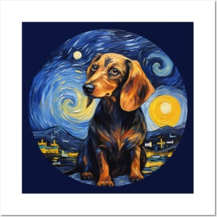 Dachshund, van gogh style, starry night, Post-impressionism Posters and Art